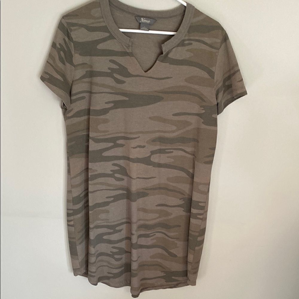 Natural Reflections Camouflage Short‑Sleeve T‑Shirt Dress – Size L